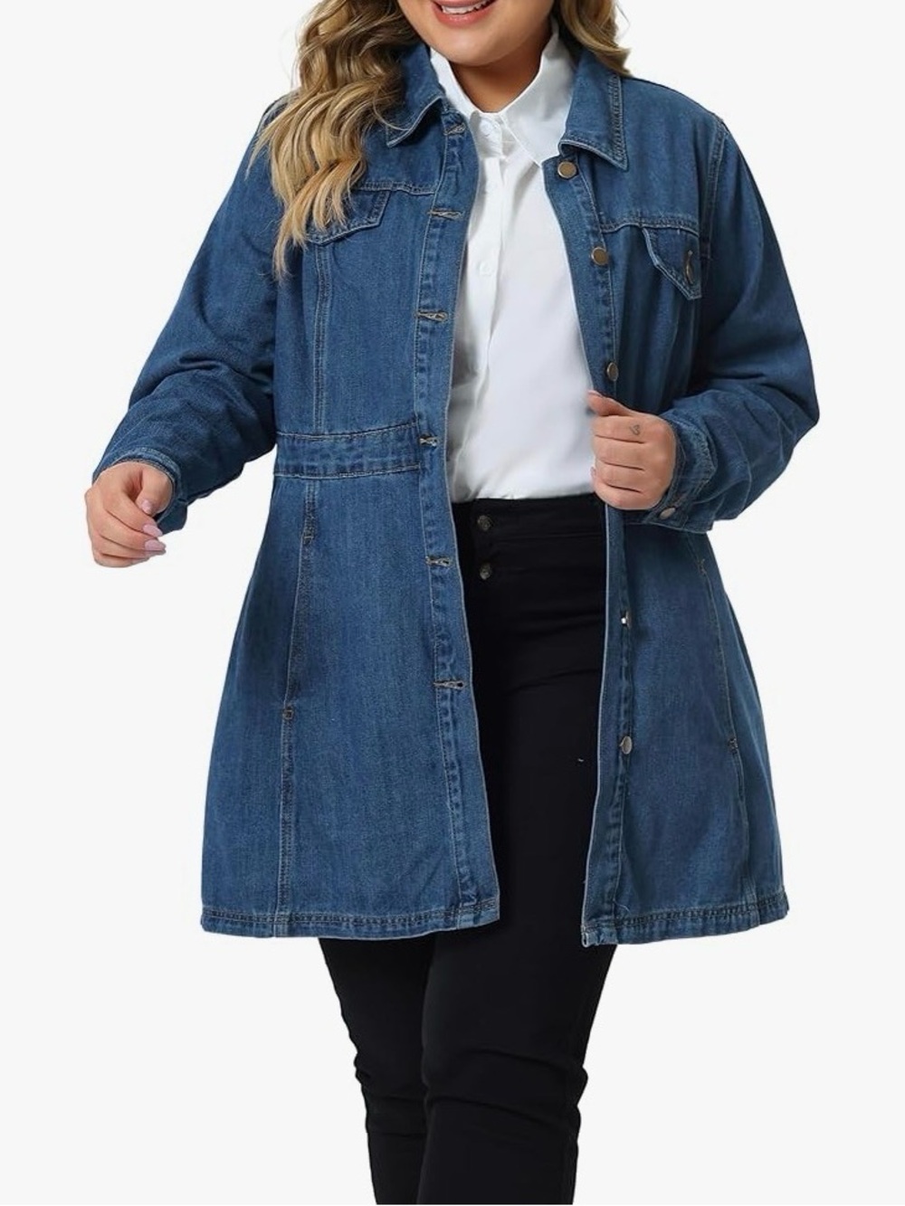 Agnes Orinda Women Plus Size Denim Buttons Long Sleeve Jean Jackets, Size 4X